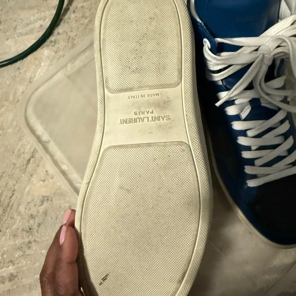 Saint Laurent Blue and Black High-Top Sneakers Authentic Men’s 6.5 Women’s 8 - Picture 2 of 3
